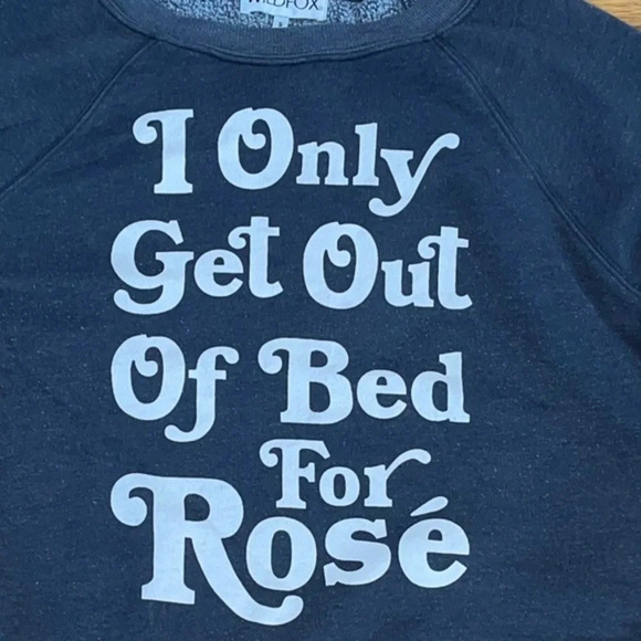 Wildfox Sweatshirt I Only Get Out of Bed for Rosé Pullover Knit Graphic Shirt S - Picture 4 of 4